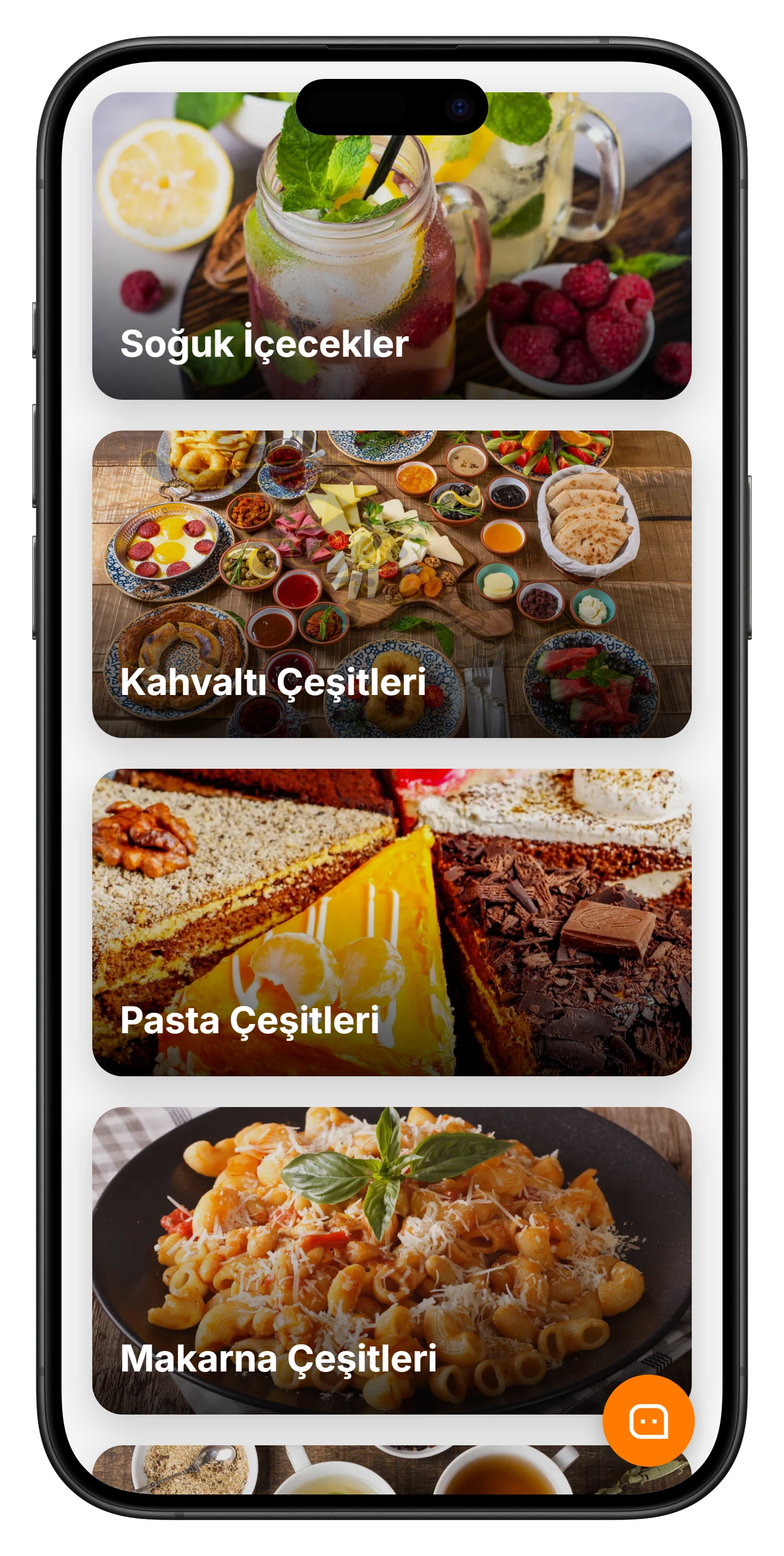 MenuGit mobil menü önizlemesi